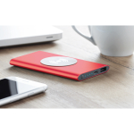 Aluminium wireless power charger, 4000 mAh red colour ambient view