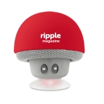 Bluetooth speaker in a mushroom shape with suction cup red colour main view