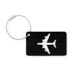 Aluminium luggage tag for bags with airplane motif black colour