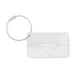 Aluminium luggage tag for bags with airplane motif matt silver colour