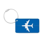 Aluminium luggage tag for bags with airplane motif royal blue colour