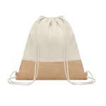 Gym bag made of 160 g/m2 cotton, jute detail, natural