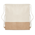 Gym bag made of 160 g/m2 cotton, jute detail, natural beige colour second view