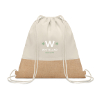 Gym bag made of 160 g/m2 cotton, jute detail, natural beige colour second main view