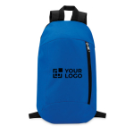 Backpack for hiking made of polyester royal blue colour view with print area