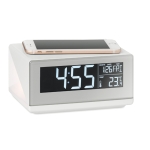 White alarm clock, wireless charging function for phones white colour fourth view