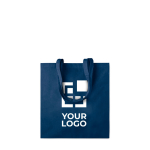 Eco cotton bag with reinforced long handles, 140 g/m2 blue colour view with print area