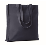 Eco cotton bag with reinforced long handles, 140 g/m2 navy-blue colour