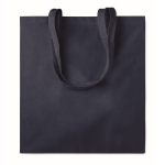 Eco cotton bag with reinforced long handles, 140 g/m2 navy-blue colour second view
