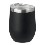 Double-walled thermal mug with transparent drink-lid, 300 ml black colour