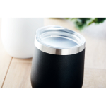 Double-walled thermal mug with transparent drink-lid, 300 ml black colour third ambient view