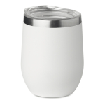 Double-walled thermal mug with transparent drink-lid, 300 ml white colour