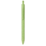 Sustainable ballpoint pen made of a wheat straw mix, blue ink green colour