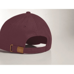 Promotional baseball cap with 6 panels and tuck tab burgundy colour second photographic view