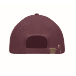 Promotional baseball cap with 6 panels and tuck tab burgundy colour third view