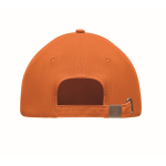 Promotional baseball cap with 6 panels and tuck tab orange colour third view