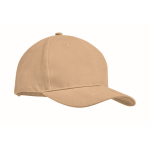 Promotional baseball cap with 6 panels and tuck tab beige colour