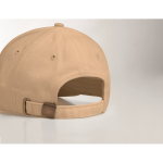 Promotional baseball cap with 6 panels and tuck tab beige colour second photographic view