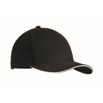 Promotional baseball cap with 6 panels and tuck tab white/black colour