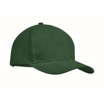 Promotional baseball cap with 6 panels and tuck tab dark green colour