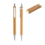 Ecological set with bamboo ballpoint pen and pencil various colours