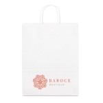 Affordable paper bag, white kraft paper, 90 g/m2 white colour image with logo 2