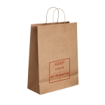 Medium kraft paper bag with twisted handles, 115 g/m2 natural colour image with logo