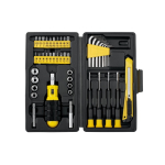 45-piece steel and plastic tool set in case black colour