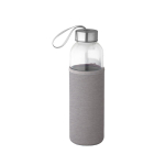Glass bottle with stainless steel lid and ribbon, 520 ml light grey colour