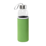 Glass bottle with stainless steel lid and ribbon, 520 ml light-green colour