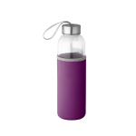 Glass bottle with stainless steel lid and ribbon, 520 ml purple colour