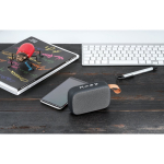 Bluetooth speaker, rubber finish, microphone grey colour still life view