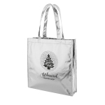 Shiny non-woven bag in silver or gold, 90 g/m2 silver colour image with logo