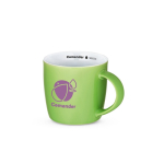Coffee mug in bright colours, 370 ml, Mochaccino light-green colour image with logo