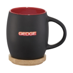 Ceramic mug with wooden base or lid 400 ml red colour pad printing view