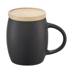 Matt ceramic mug with wooden coaster, 400 ml white colour second view