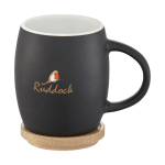 Matt ceramic mug with wooden coaster, 400 ml white colour pad printing view