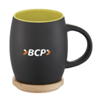 Ceramic mug with wooden base or lid 400 ml pad printing view