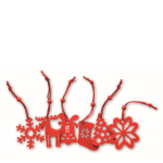 6-piece Christmas decoration set with felt tags red colour view with print area