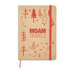 A5 notebook, recycled paper, cardboard cover red colour main view