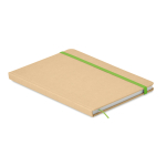 A5 notebook, recycled paper, cardboard cover lime colour third view