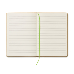 A5 notebook, recycled paper, cardboard cover lime colour fourth view