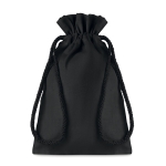 Small cotton drawstring bag for gifts, 105 g/m2 black colour
