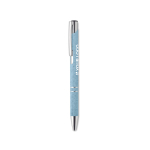 Recyclable wheat straw ballpoint pen with blue ink blue colour view with print area