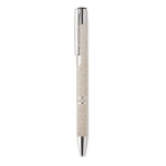 Recyclable wheat straw ballpoint pen with blue ink beige colour