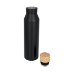 Steel bottle with cork lid, 590 ml black colour