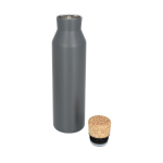 Steel bottle with cork lid, 590 ml titanium colour