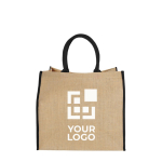 Jute tote bag with velcro closure and double handles main view