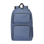 Corporate backpack for laptop made of 600D polyester, 15.6” navy-blue colour second front view