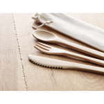 Bamboo cutlery set in canvas bag white colour second ambient view